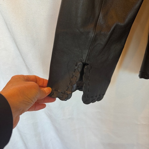 Zelda Black Imported Lamb Leather Whipstitch Open Jacket Size 12 - Picture 7 of 11